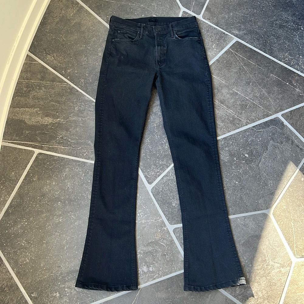 Mother, bootcut black denim jeans.
